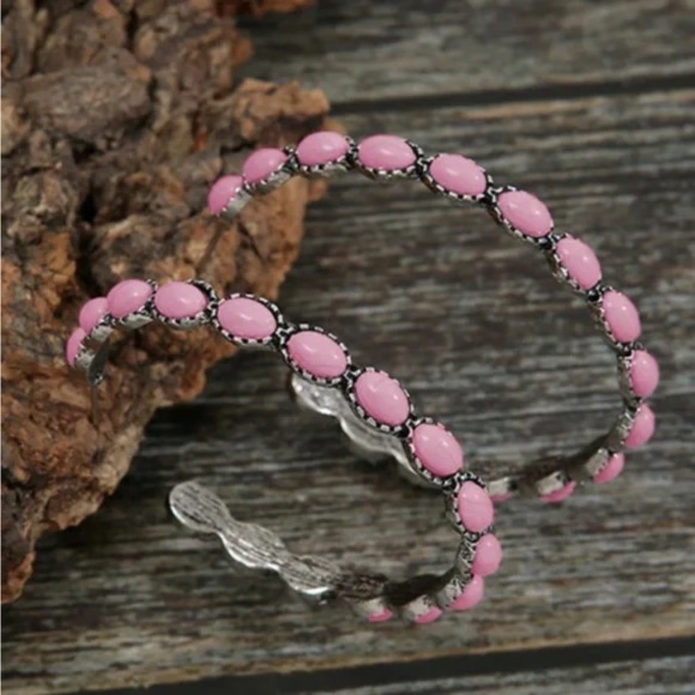Vintage-Style Pink Gem Hoops